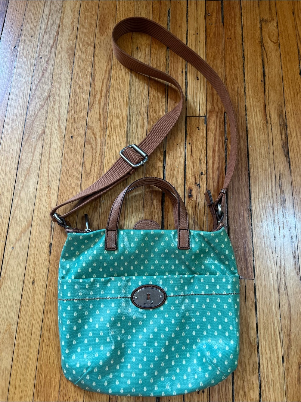 Fossil Ladybug 🐞 Print Key-Per Crossbody Bag, Leather Accents